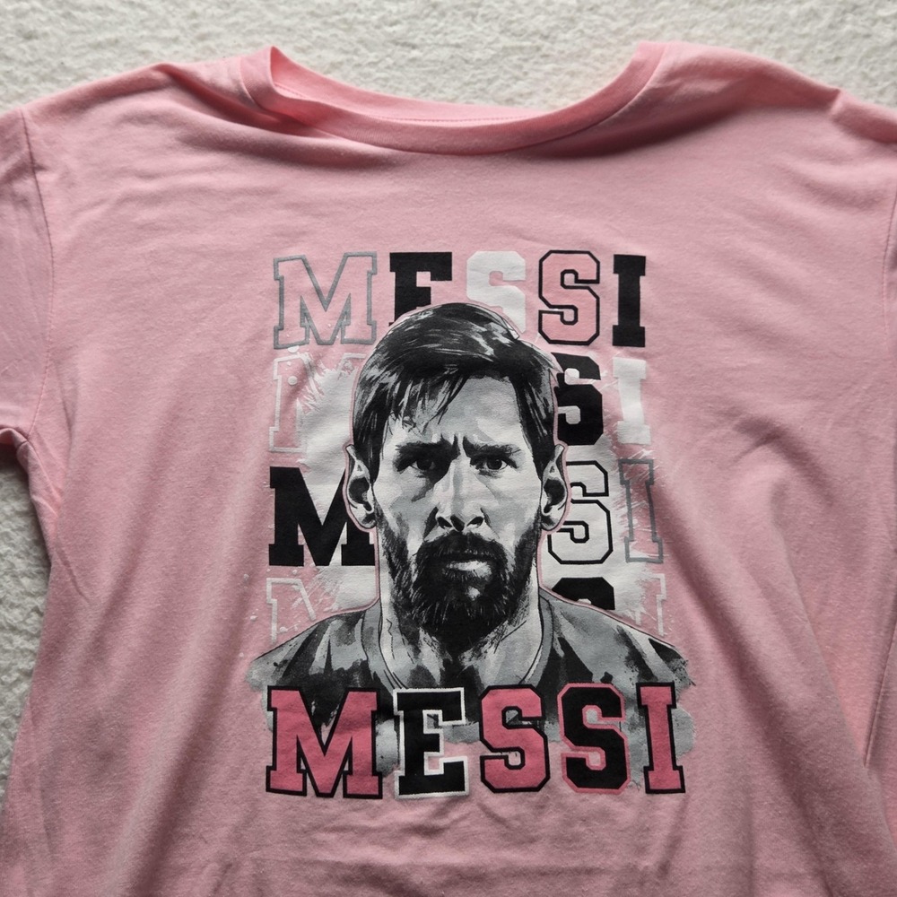 Messi Shirt Girls Medium Pink Soccer Messi Collection Graphic Tee T-Shirt